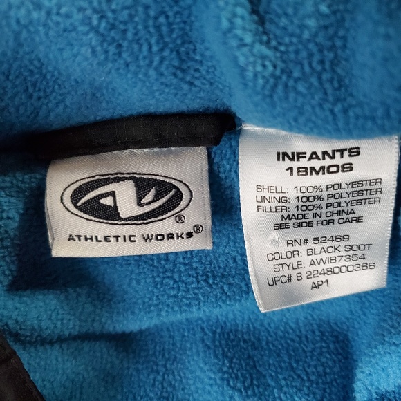 5/$25 Athletic Works Boys Jacket Coat 18 Months Black Fleece Lined Quilted W6 - Picture 6 of 6